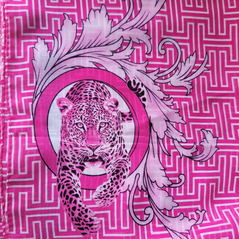 Effy Pink Leopard Print Oblong Scarf ~ 18" x 60" ~ Great Fashion Print! VGUC